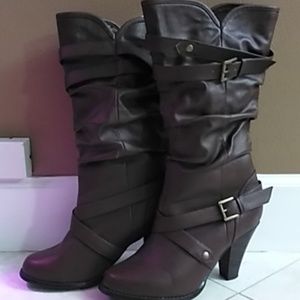 Knee high brown boots 2inch heel